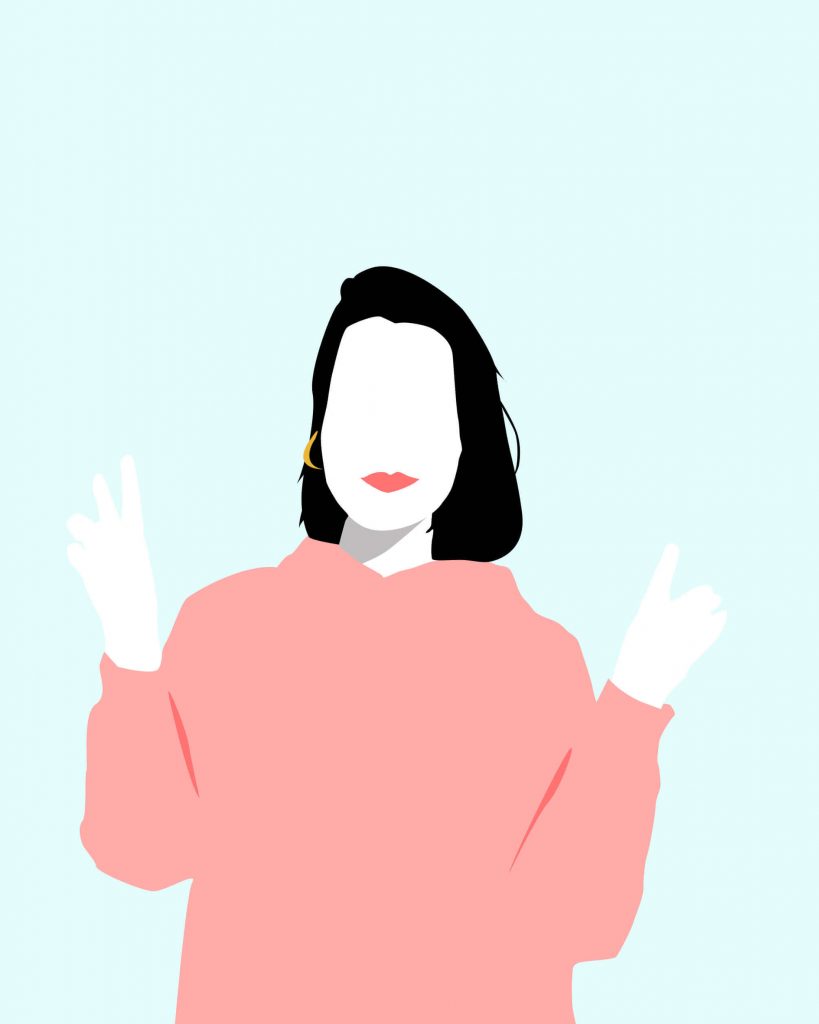 Ilustración minimalista Elena con las en alto