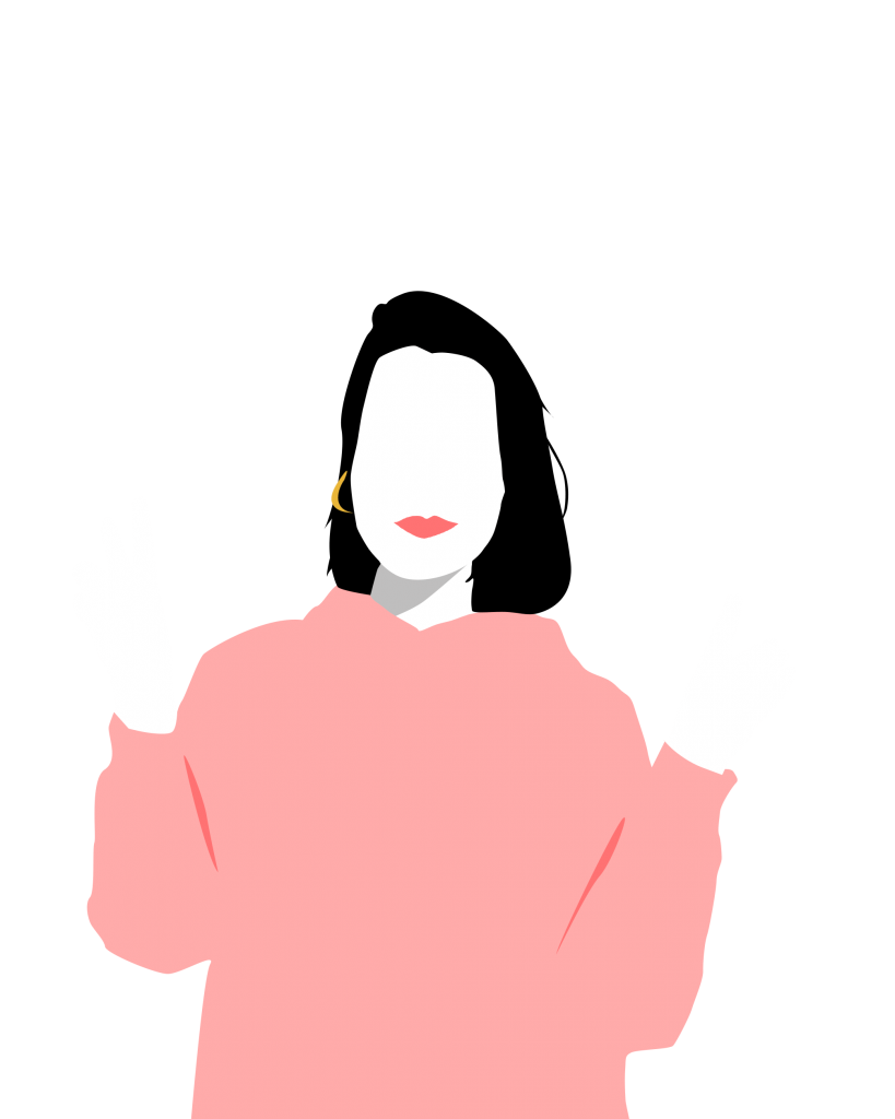 Ilustración minimalista Elena con las en alto