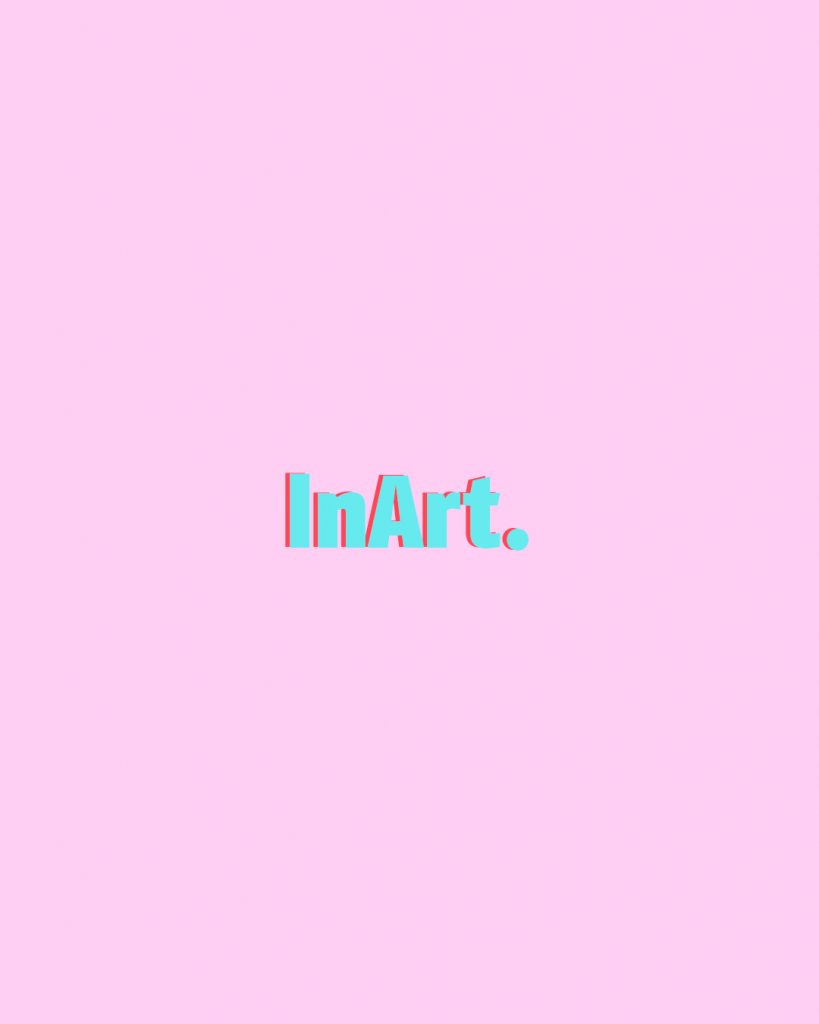 logo LnArt. en fondo rosa.