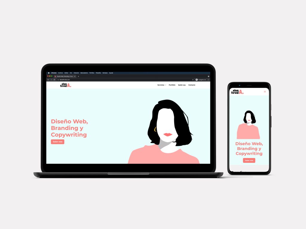 ordenador y móvil que muestran la pagina web de elenafirvida.com